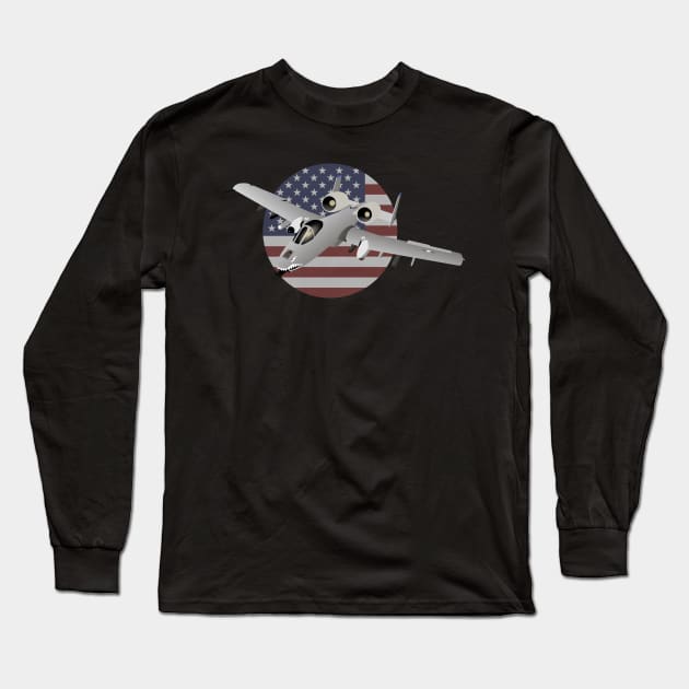 American A-10 Warthog Jet Aircraft Long Sleeve T-Shirt by NorseTech